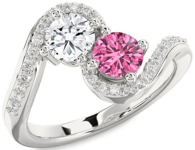 Diamond Silver Round Two Stone Promise Ring