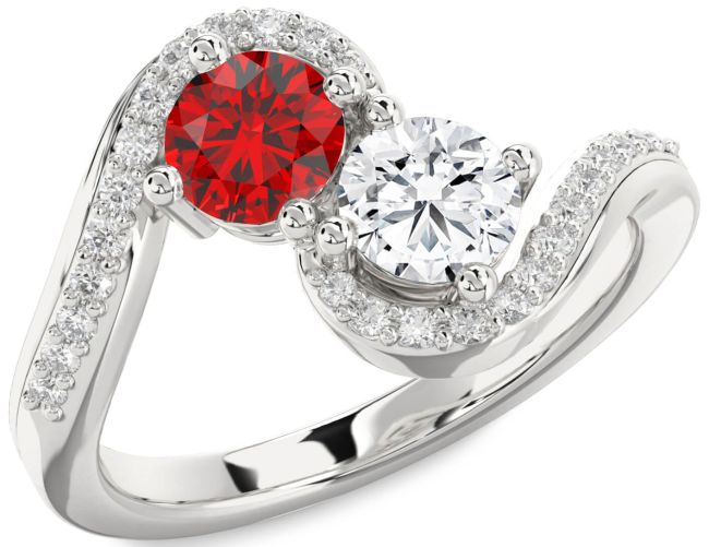 Diamond Platinum Round Two Stone Promise Ring