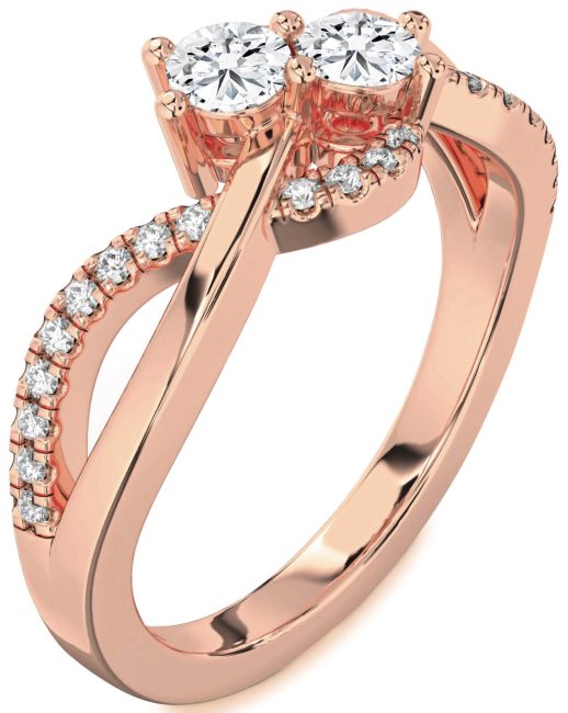 Lab Diamond Rose Gold Round Two Stone Ring