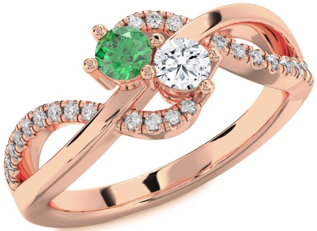 Diamond Rose Gold Round Two Stone Promise Ring
