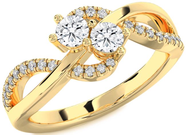 Diamond Gold Round Two Stone Ring