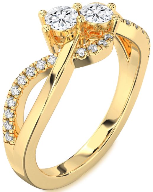 Lab Diamond Gold Round Two Stone Ring