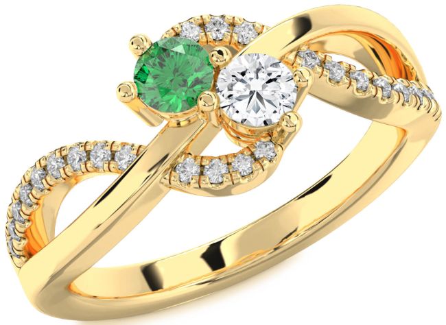 Diamond Gold Round Two Stone Promise Ring