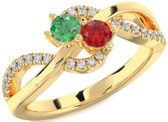 Diamond Gold Round Two Stone Promise Ring