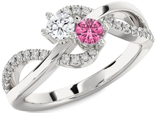 Diamond White Gold Round Two Stone Promise Ring