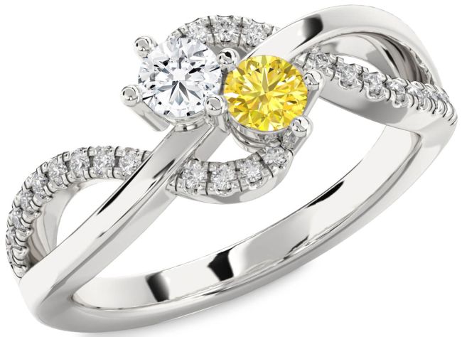 Diamond Silver Round Two Stone Promise Ring