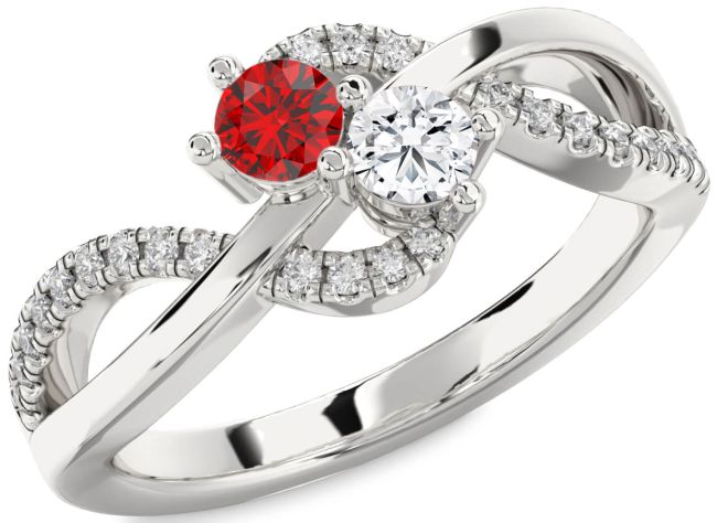 Diamond Silver Round Two Stone Promise Ring