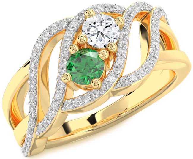 Diamond Gold Knot Round Two Stone Promise Ring