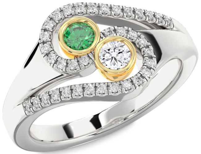 Diamond Gold Silver Round Two Stone Promise Ring