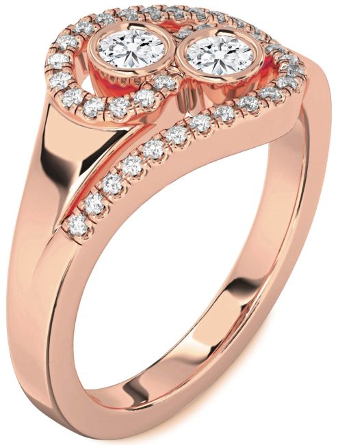 Lab Diamond Rose Gold Round Two Stone Ring
