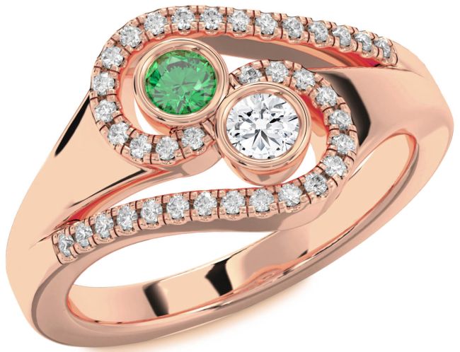 Diamond Rose Gold Round Two Stone Promise Ring