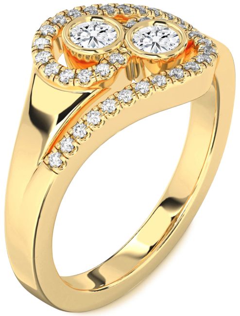Lab Diamond Gold Round Two Stone Ring