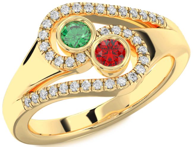 Diamond Gold Round Two Stone Promise Ring