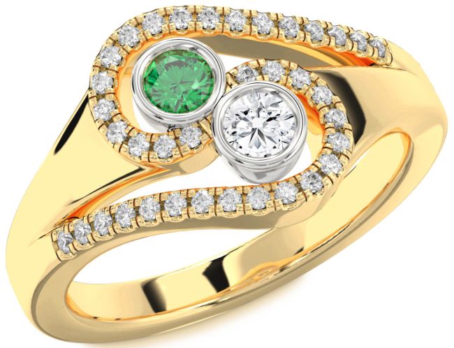 Diamond Gold Silver Round Two Stone Promise Ring