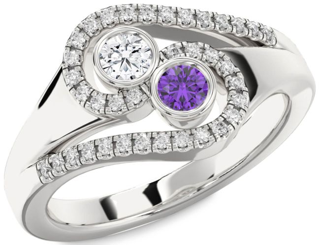 Diamond Silver Round Two Stone Promise Ring