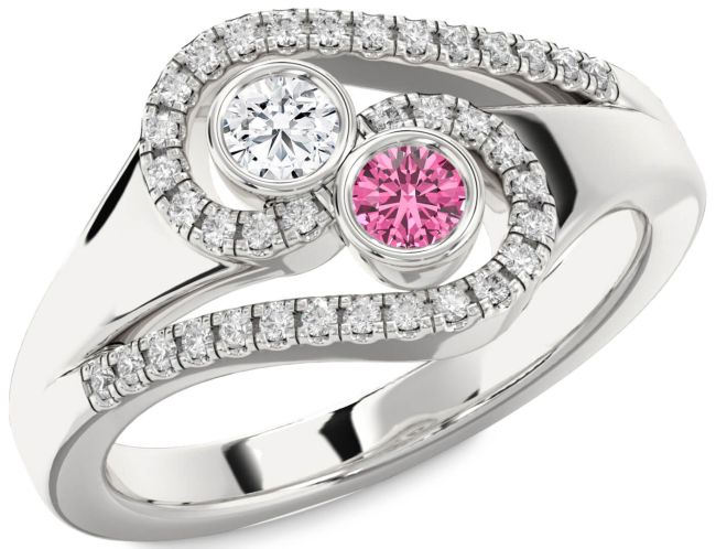 Diamond Silver Round Two Stone Promise Ring