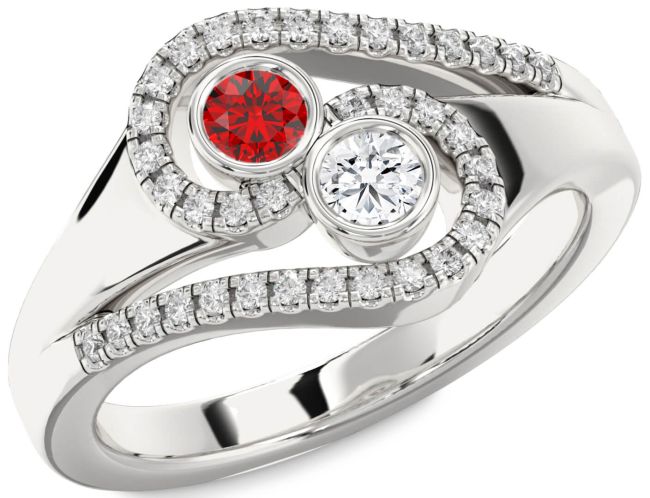 Diamond Silver Round Two Stone Promise Ring