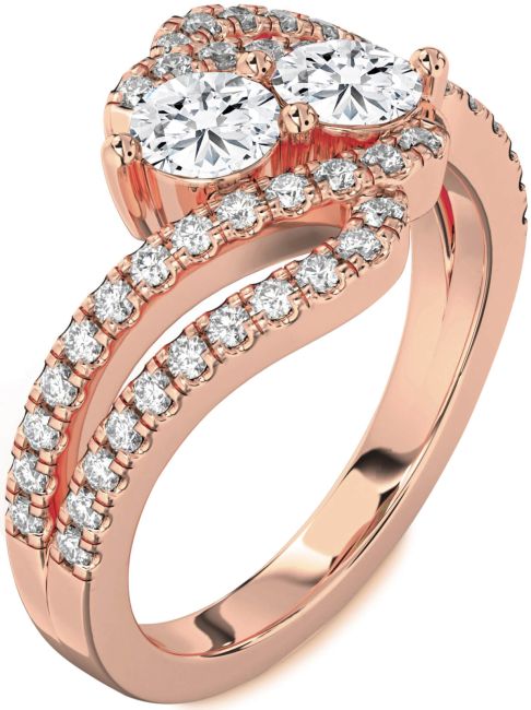 Lab Diamond Rose Gold Round Two Stone Ring