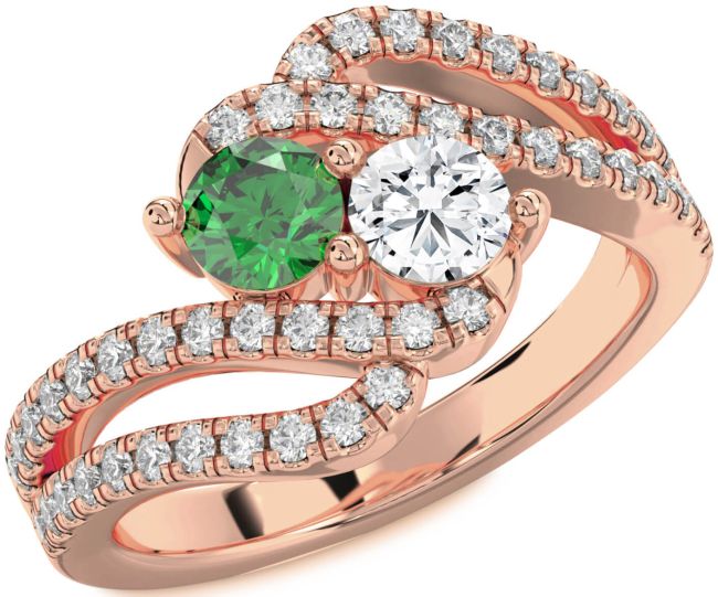 Diamond Rose Gold Round Two Stone Promise Ring