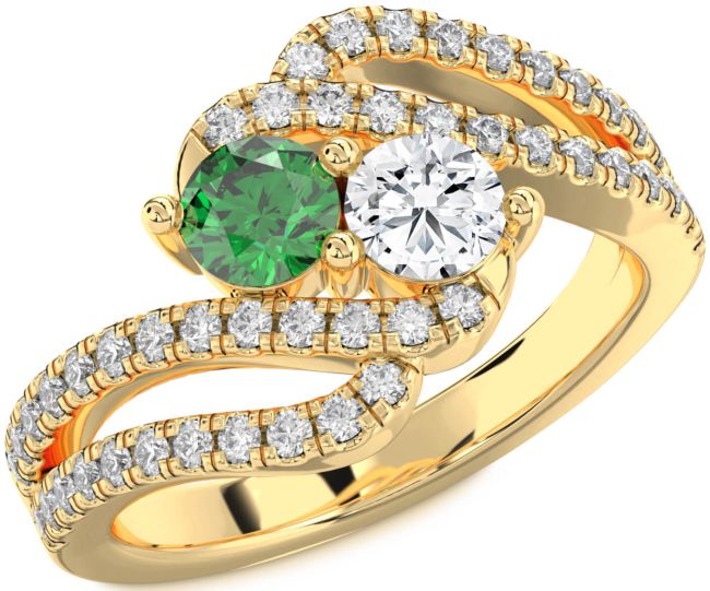 Diamond Gold Round Two Stone Promise Ring