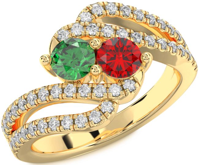 Diamond Gold Round Two Stone Promise Ring