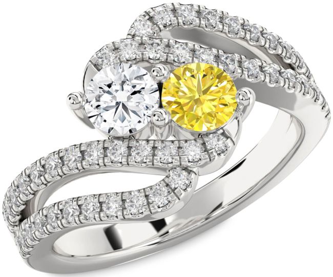 Diamond Silver Round Two Stone Promise Ring