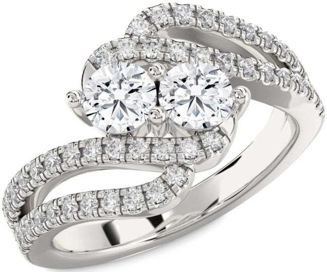 Diamond Platinum Round Two Stone Ring