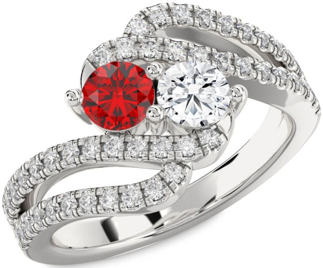 Diamond Silver Round Two Stone Promise Ring