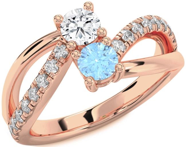 Diamond Rose Gold Round Two Stone Promise Ring