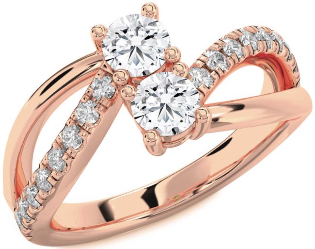 Diamond Rose Gold Round Two Stone Ring