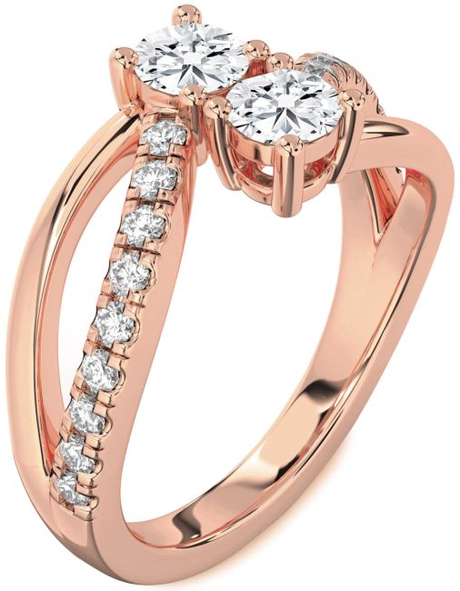 Lab Diamond Rose Gold Round Two Stone Ring