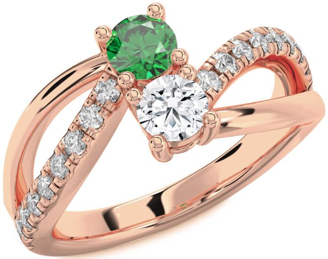 Diamond Rose Gold Round Two Stone Promise Ring