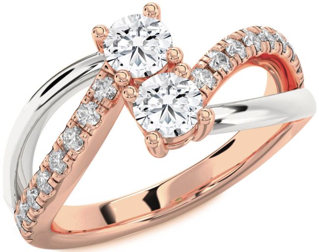 Diamond Platinum & Rose Gold Round Two Stone Ring