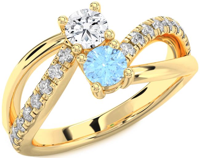 Diamond Gold Silver Round Two Stone Promise Ring