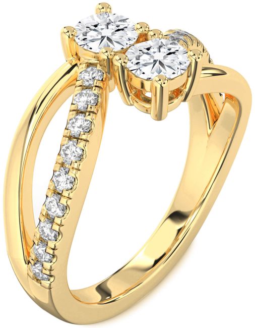 Lab Diamond Gold Round Two Stone Ring