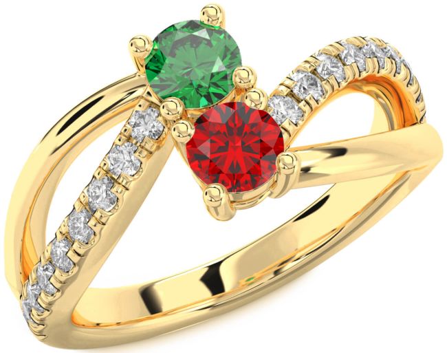 Diamond Gold Round Two Stone Promise Ring
