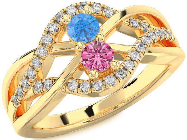 Diamond Gold Knot Round Two Stone Promise Ring