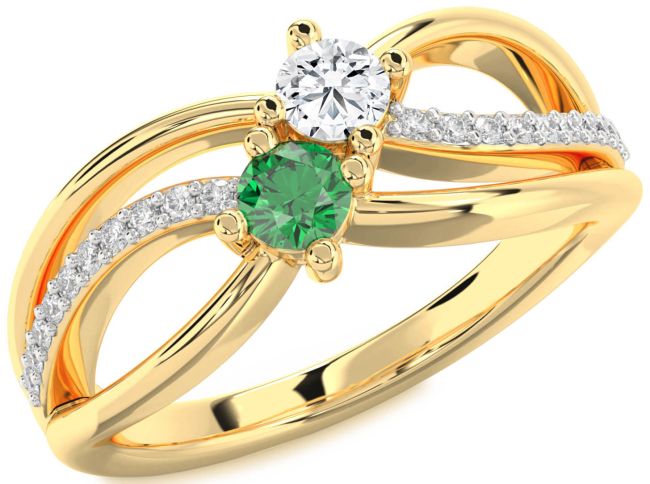 Diamond Gold Knot Round Two Stone Promise Ring