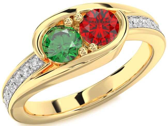 Diamond Gold Round Two Stone Promise Ring