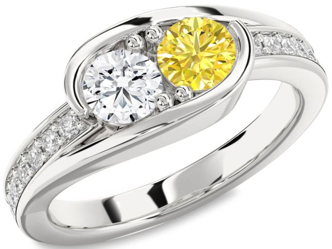 Diamond Silver Round Two Stone Promise Ring