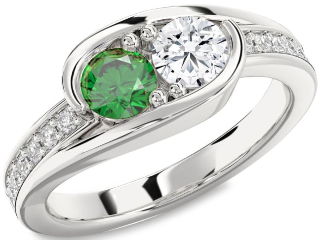 Diamond Platinum Round Two Stone Promise Ring