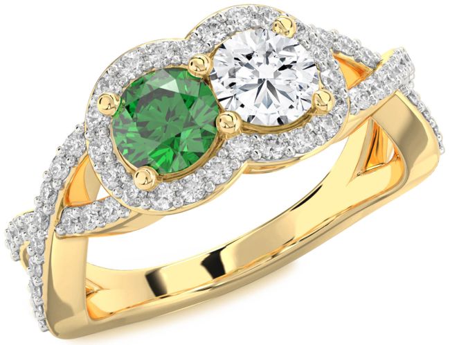 Diamond Gold Round Two Stone Pave Promise Ring