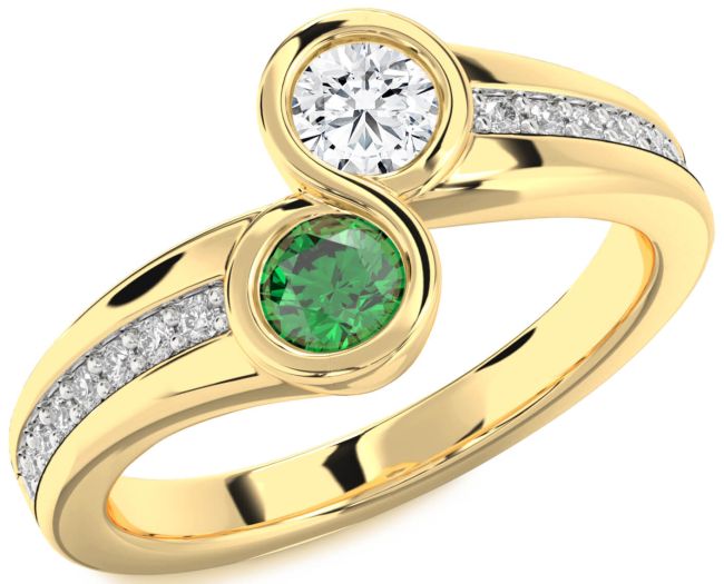 Diamond Gold Silver Round Two Stone Pave Promise Ring