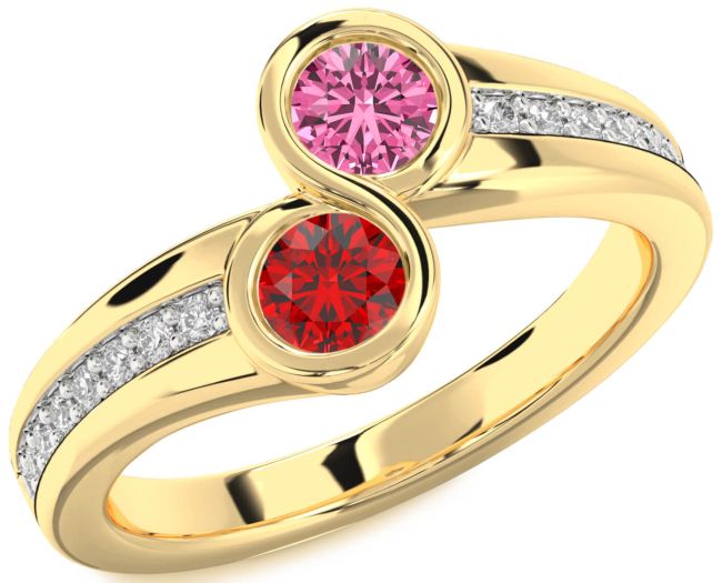 Diamond Gold Round Two Stone Pave Promise Ring