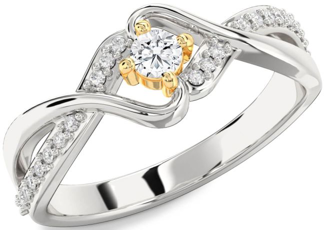 Diamond Platinum & Yellow Gold Round Promise Ring