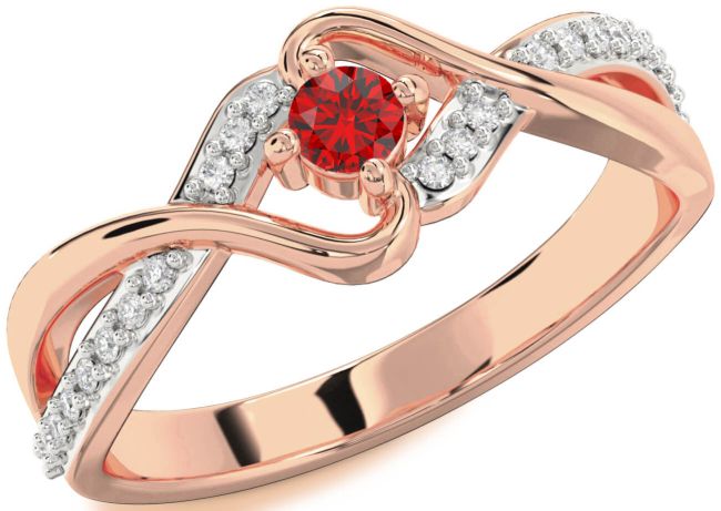 Diamond Ruby Rose Gold Round Promise Ring