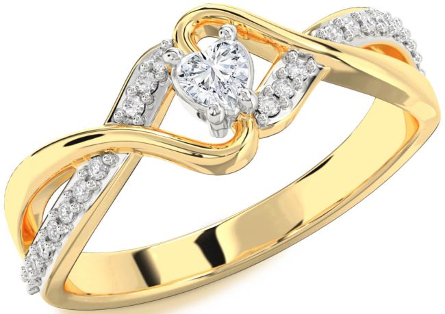 Diamond White Yellow Gold Heart Promise Ring