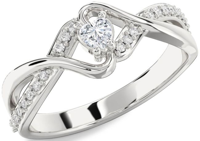 Diamond Silver Heart Promise Ring
