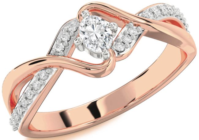 Diamond White Rose Gold Oval Promise Ring