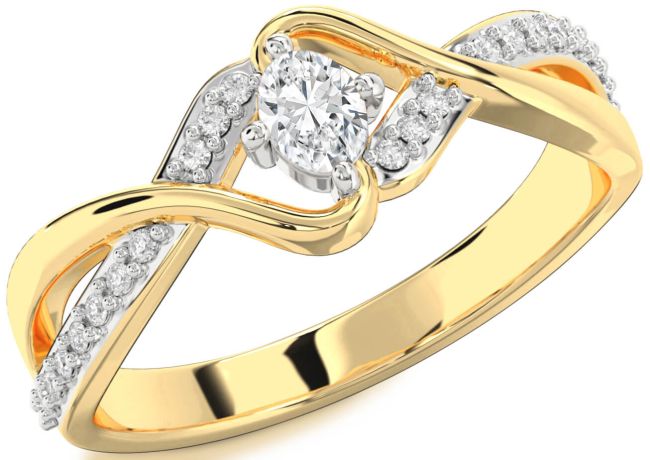Diamond Gold Silver Oval Promise Ring